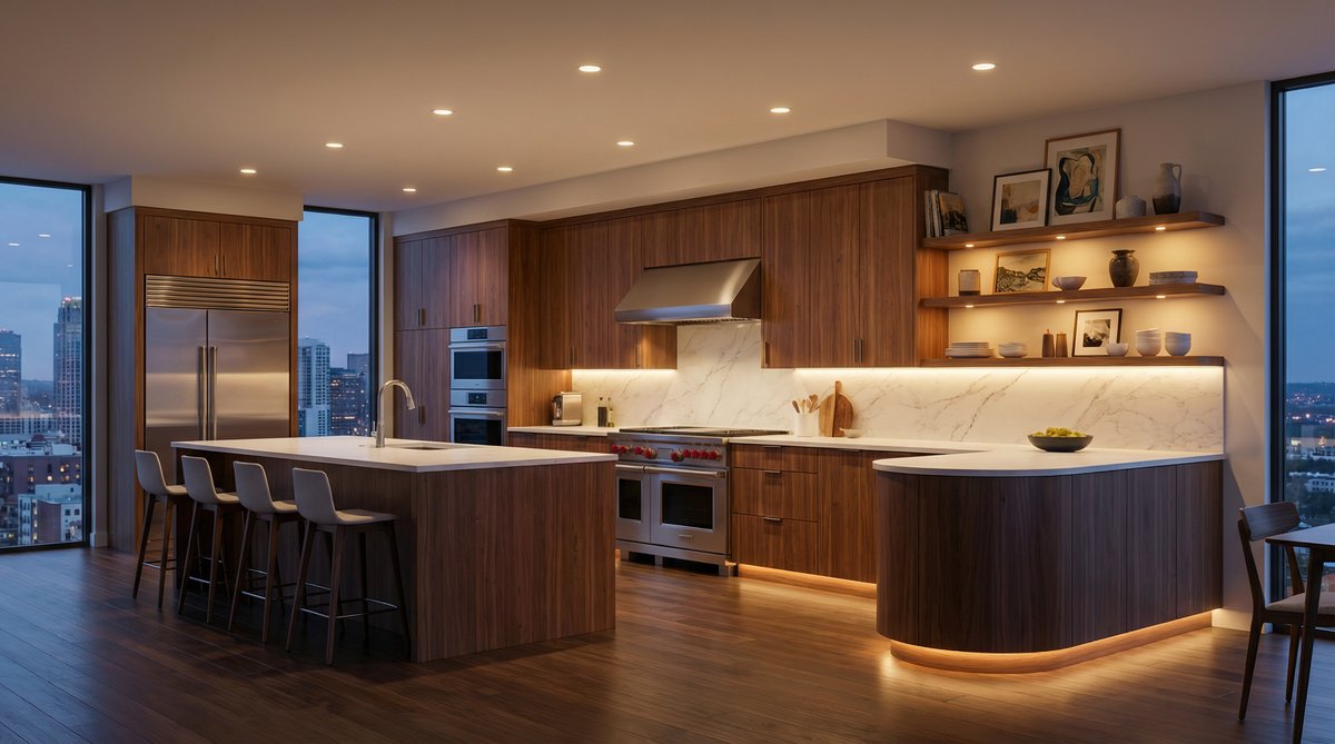 InVision team working on motorized shade installation in luxury mountain home